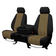 Rear SEAT: ShearComfort Custom Waterproof Cordura Seat Covers for Chevy Silverado (2015-2018) in Black w/Tan for 60/40 Split Back and Bottom w/Pullout Arm and Adjustable Headrests