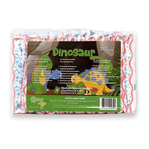  Rearz - Dinosaur - Elite Adult Diapers (12 Pack) (Medium)