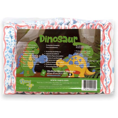  Rearz - Dinosaur - Elite Adult Diapers (12 Pack) (Medium)