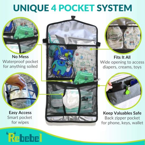  Rebebel Portable Changing Pad Clutch with Convertible Shoulder/Stroller Straps and Pockets for Wipes & Diapers  a Complete Compact Baby Diapering Station for Everyday and Travel