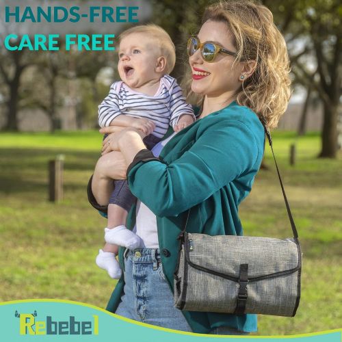  Rebebel Portable Changing Pad Clutch with Convertible Shoulder/Stroller Straps and Pockets for Wipes & Diapers  a Complete Compact Baby Diapering Station for Everyday and Travel