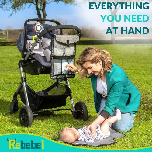  Rebebel Portable Changing Pad Clutch with Convertible Shoulder/Stroller Straps and Pockets for Wipes & Diapers  a Complete Compact Baby Diapering Station for Everyday and Travel