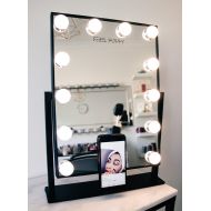 Rebel Poppy Vanity Mirror With Lights and Phone Mount - Hollywood Style Makeup Vanity Mirror with Lights 12x3W Dimmable LEDs with Touch Control, Phone Cradle | Tabletop Lighted Cosmetic Mirror