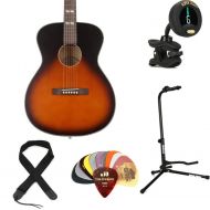 Recording King Dirty 30s Series 7 000 Acoustic Guitar Essentials Bundle - Tobacco Sunburst