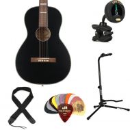 Recording King Dirty 30s Series 7 Single 0 Acoustic Guitar Essentials Bundle - Matte Black