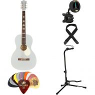 Recording King Dirty 30s Series 7 Single 0 Acoustic Guitar Essentials Bundle - Satin Gray