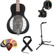 Recording King Dirty 30s Single 0 Resonator Acoustic Guitar Essentials Bundle - Black Matte