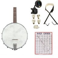 Recording King Dirty 30s Tenor Banjo Essentials Bundle - Open-back