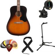 Recording King Dirty 30s Series 7 Dreadnought Acoustic Guitar Essentials Bundle - Tobacco Sunburst