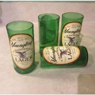 /RecyclArtt Drinking Glasses Cut From Recycled Yuengling Beer Glass Bottles, ManCave, Guy Mug, Cerveza, Birra