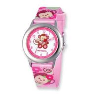 Red Balloon Pretty Girly Monkey Printed Band Time Teacher Watch