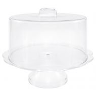 Red Co. Break Resistant Plastic Cake Stand with Cover, Cake Plate with Dome, Pedestal Covered Dessert Display - 10Dia