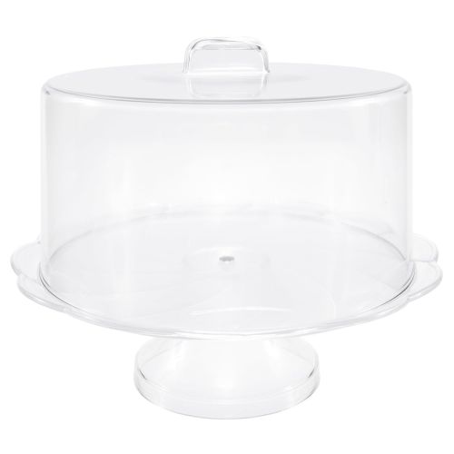  Red Co. Break Resistant Plastic Cake Stand with Cover, Cake Plate with Dome, Pedestal Covered Dessert Display - 10Dia