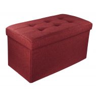 Red Co. Upholstered Folding Storage Ottoman with Padded Seat, 30 x 16 x 16 - Burgundy