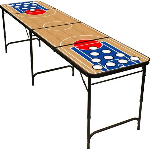  [아마존베스트]8 Folding Beer Pong Table with Bottle Opener, Ball Rack and 6 Pong Balls - Basketball Design - By Red Cup Pong