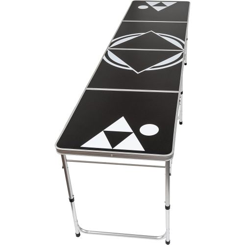  8 Beer Pong Table - Lightweight & Portable with Carrying Handles by Red Cup Pong (Black)