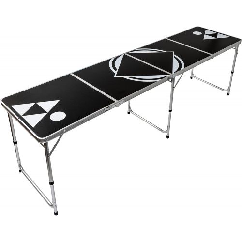  8 Beer Pong Table - Lightweight & Portable with Carrying Handles by Red Cup Pong (Black)