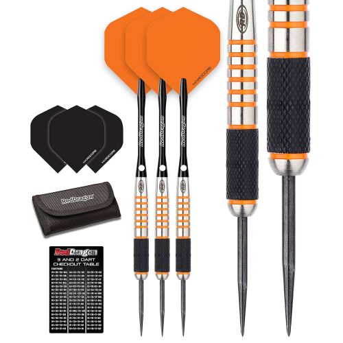  Red Dragon Darts Red Dragon Amberjack 9: 28g - 90% Tungsten Steel Darts with Flights, Shafts, Wallet & Red Dragon Checkout Card