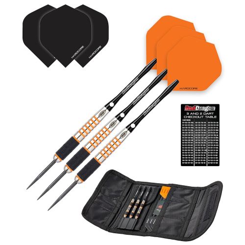  Red Dragon Darts Red Dragon Amberjack 9: 28g - 90% Tungsten Steel Darts with Flights, Shafts, Wallet & Red Dragon Checkout Card