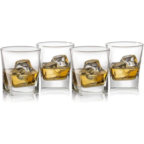  [아마존베스트]Red rocks Double Old Fashioned Whiskey Glass (Set of 4) with Granite Chilling Stones - 10 oz Heavy Base Rocks Barware Glasses for Scotch, Bourbon and Cocktail Drinks