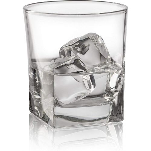  [아마존베스트]Red rocks Double Old Fashioned Whiskey Glass (Set of 4) with Granite Chilling Stones - 10 oz Heavy Base Rocks Barware Glasses for Scotch, Bourbon and Cocktail Drinks