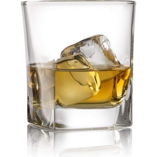 [아마존베스트]Red rocks Double Old Fashioned Whiskey Glass (Set of 4) with Granite Chilling Stones - 10 oz Heavy Base Rocks Barware Glasses for Scotch, Bourbon and Cocktail Drinks