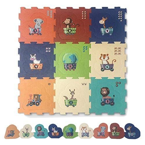  [아마존베스트]Red Suricata Baby Play Mats for Infants  2 in 1 Baby Playmat for Toddlers, Kids - Educational Multicolor Foam Jigsaw Puzzle Playing Baby Floor Mats (Animal Train)