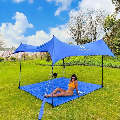  Red Suricata Premium Multi-Terrain Beach Tent & Beach Canopy in Backpack, UPF50 Sun Beach Shade, Camping & Picnic Sunshade with 4 Poles, 4 Pole Anchors & 4 Tent Screws, Sun Shelter