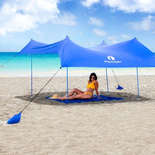  Red Suricata Premium Multi-Terrain Beach Tent & Beach Canopy in Backpack, UPF50 Sun Beach Shade, Camping & Picnic Sunshade with 4 Poles, 4 Pole Anchors & 4 Tent Screws, Sun Shelter