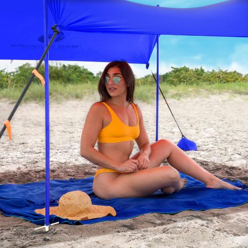  Red Suricata Family Beach Sunshade - Sun Shade Canopy | UPF50 UV Protection | Tent with 4 Aluminum Poles, 4 Pole Anchors, 4 Sandbag Anchors | Large & Portable Shelter Tarp