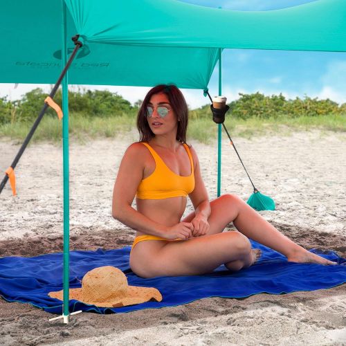  Red Suricata Family Beach Tent & Beach Canopy & 2 Beverage Holders Bundle - UPF50 UV Sun Shade Shelter (Large, Turquoise)