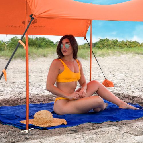  Red Suricata Family Beach Tent & Beach Canopy, UPF50 Sun Beach Shade, Sunshade with 4 Aluminum Poles, 4 Pole Anchors & Sand Shovel, Large & Portable Sun Shelter Tarp