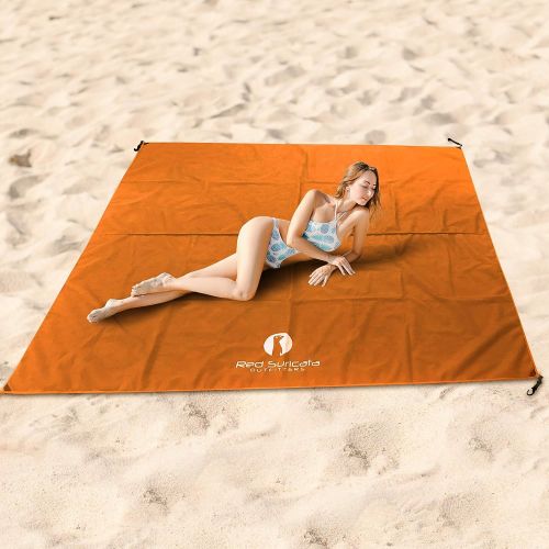  Red Suricata Family Beach Tent & Beach Canopy, Matching Sand Free Beach Mat Blanket & 2 Beverage Holders Bundle - UPF50 UV Sun Shade Shelter (Medium, Orange)