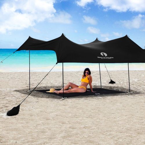  Red Suricata Sand Free Beach Mat ? Sand Proof Beach Blanket, Sandless, Waterproof ? fits and Matches Beach Canopy - for Outdoor, Beach, Picnics, Camping, RVing (Large, Black)