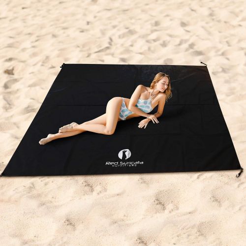  Red Suricata Sand Free Beach Mat ? Sand Proof Beach Blanket, Sandless, Waterproof ? fits and Matches Beach Canopy - for Outdoor, Beach, Picnics, Camping, RVing (Large, Black)