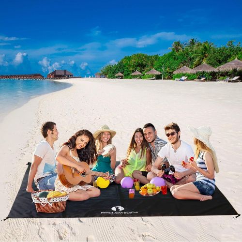  Red Suricata Sand Free Beach Mat ? Sand Proof Beach Blanket, Sandless, Waterproof ? fits and Matches Beach Canopy - for Outdoor, Beach, Picnics, Camping, RVing (Large, Black)