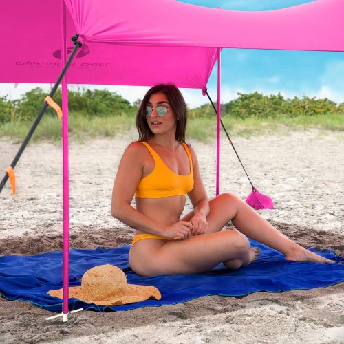  Red Suricata Family Beach Tent & Beach Canopy, UPF50 Sun Beach Shade, Sunshade with 4 Aluminum Poles, 4 Pole Anchors & Sand Shovel, Large & Portable Sun Shelter Tarp