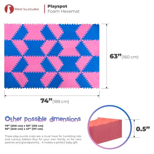  Visit the Red Suricata Store Red Suricata Playspot Foam Hexamat  Geo Interlocking Baby Play Mat - Baby Playmat for Kids, Infants & Toddlers  79” x 60” or 74” x 63” Foam Floor Play Mat - Patent Pending (Blue/