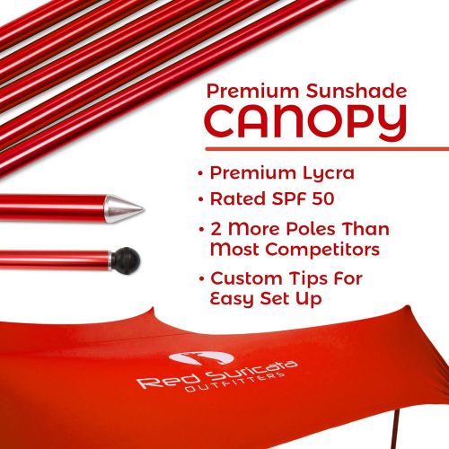  Red Suricata Family Beach Tent & Beach Canopy, UPF50 Sun Beach Shade, Sunshade with 4 Aluminum Poles, 4 Pole Anchors & Sand Shovel, Large & Portable Sun Shelter Tarp