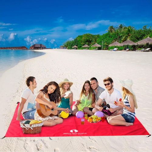  Red Suricata Sand Free Beach Mat ? Sand Proof Beach Blanket, Sandless, Waterproof ? fits and Matches Beach Canopy - for Outdoor, Beach, Picnics, Camping, RVing (Large, Red)