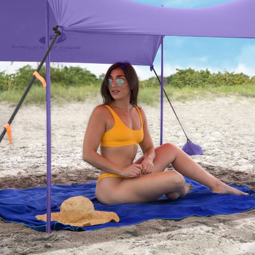  Red Suricata Family Beach Sunshade - Sun Shade Canopy | UPF50 UV Protection | Tent with 4 Lightweight Aluminum Poles, 4 Sandbag Anchors | Large & Portable Shelter Tarp