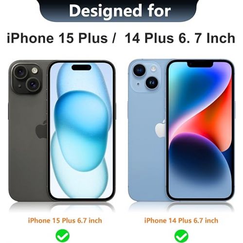  Red2Fire Magnetic for iPhone 15 Plus Case for iPhone 14 Plus Case Clear, [Compatible with Magsafe][2X Glass Screen Protector+Camera Lens Protector] [Not Yellowing] Slim Phone Case 6.7 inch - Clear