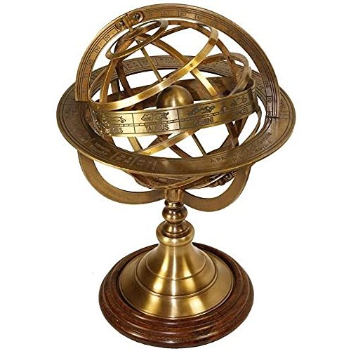  [아마존베스트]RedSkyTrader Brass Antique Finish Armillary Celestial Globe with Zodiac Engravings