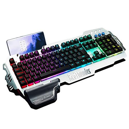  RedThunder K900 Gaming Keyboard, RGB Backlit Semi Mechanical Keyboard with Wrist Rest, Water-Resistant USB Wired Hybrid Ergonomic Keyboard, Teclado Gamer for Desktop Computer PC Ma