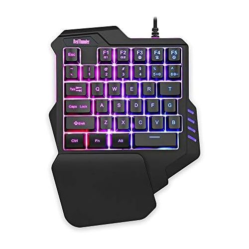  RedThunder One Handed Gaming Keyboard RGB Backlit 35 Keys Portable Mini Gaming Keypad Ergonomic Game Controller for PC Gamer