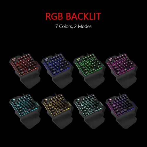  RedThunder One Handed Gaming Keyboard RGB Backlit 35 Keys Portable Mini Gaming Keypad Ergonomic Game Controller for PC Gamer