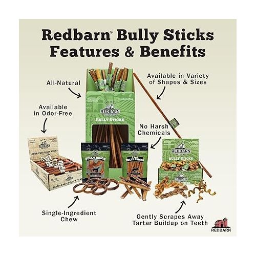  Redbarn All Natural 5-8” Braided Bully Sticks for Small & Large Dogs - Healthy Long Lasting Beef Chews Variety Party Pack - Single Ingredient Low Odor Rawhide Free - 8 oz Bag - Packaging May Vary