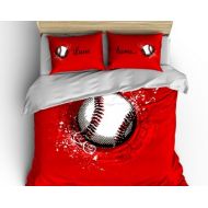 Redbeauty Custom Red Baseball Bedding - w pillow covers Personalized with your initials or instructions