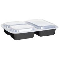 Reditainer- 3 Compartment Microwave Safe Food Container with Lid/Divided Plate/Lunch Tray with Cover, 10 Pack