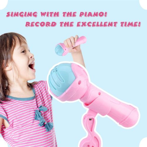  [아마존베스트]Reditmo 31 Keys Kids Piano Keyboard, Educational Toy Electronic Organ, with Microphone and Firmer Stool, for 18M+ 2-6 Year Old Children, Baby, Toddlers, Birthday, Pink